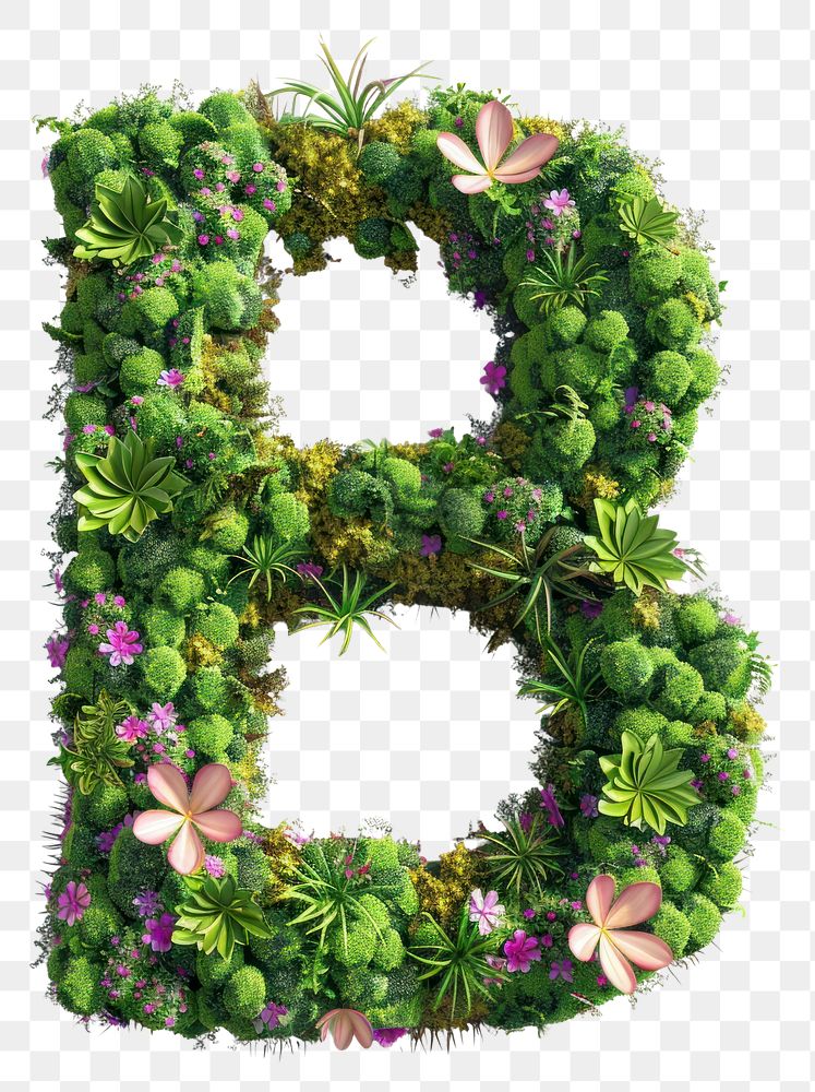 PNG  B letter flower green graphics.