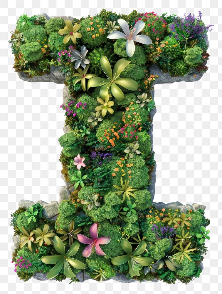 PNG  I letter flower nature green.