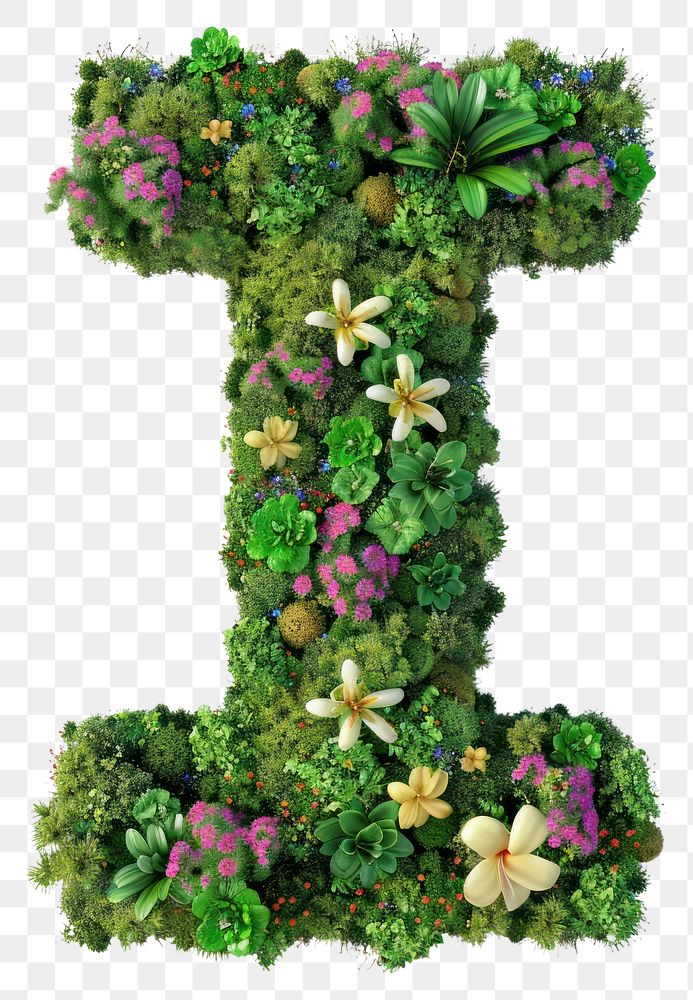 PNG  I letter flower green moss.