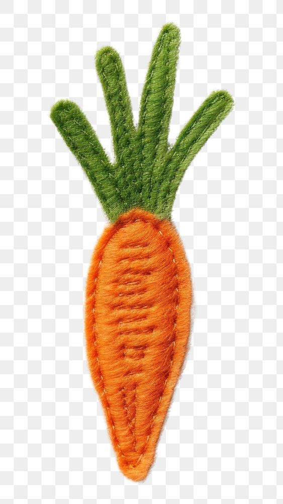 PNG Felt stickers of a single carrot vegetable produce plant.