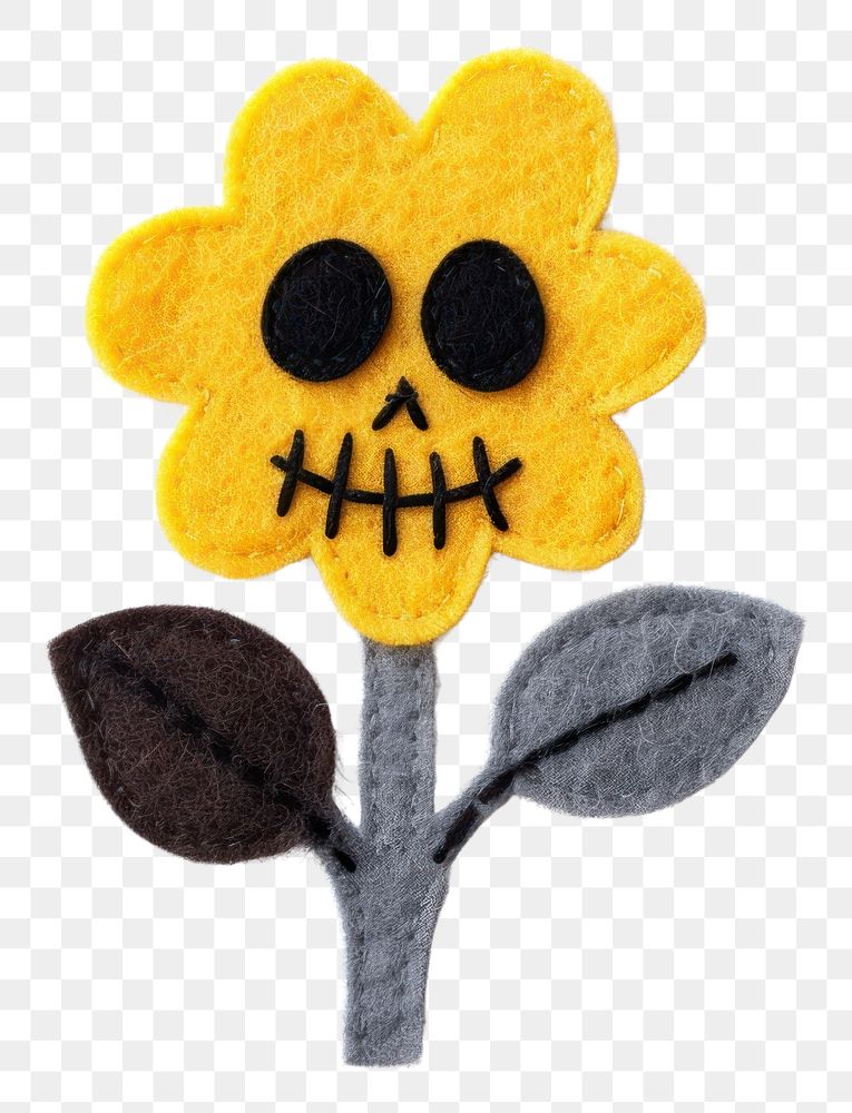 PNG Felt stickers of a single skull flower accessories accessory.