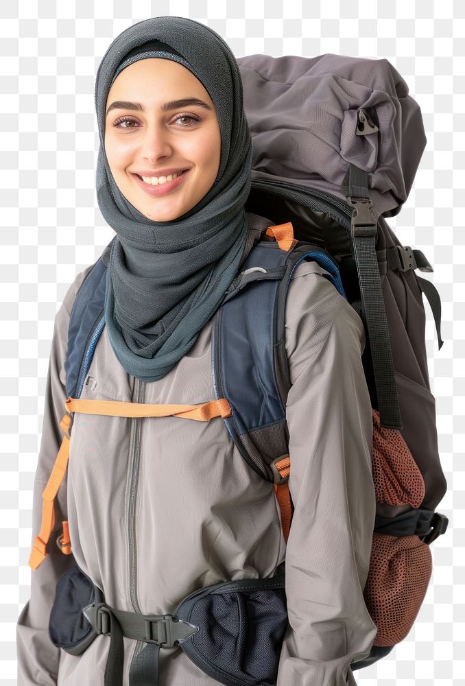PNG Young middle east female Traveler backpacker backpacking accessories accessory.