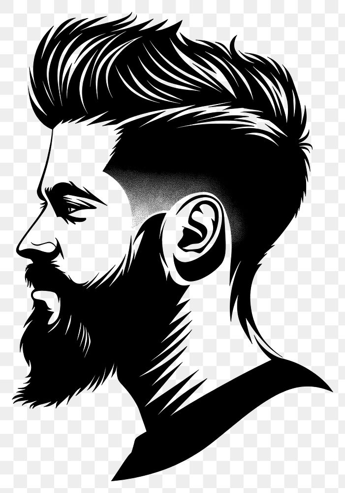 PNG  Illustration of haircut men head stencil female.