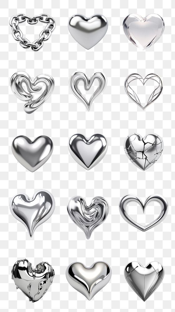 Heart silver metallic shape png | Premium PNG - rawpixel