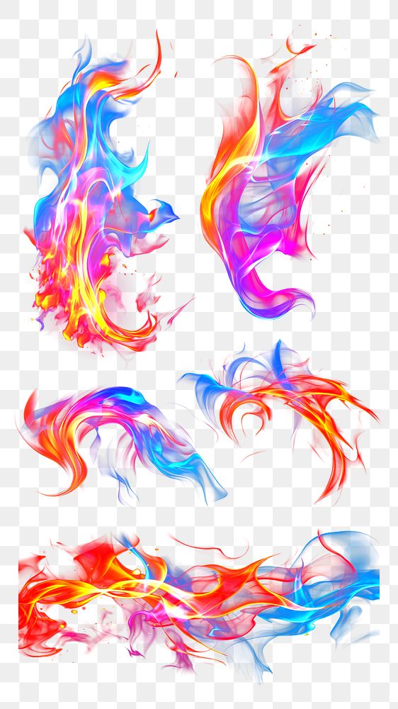 Fire effect png cut out set