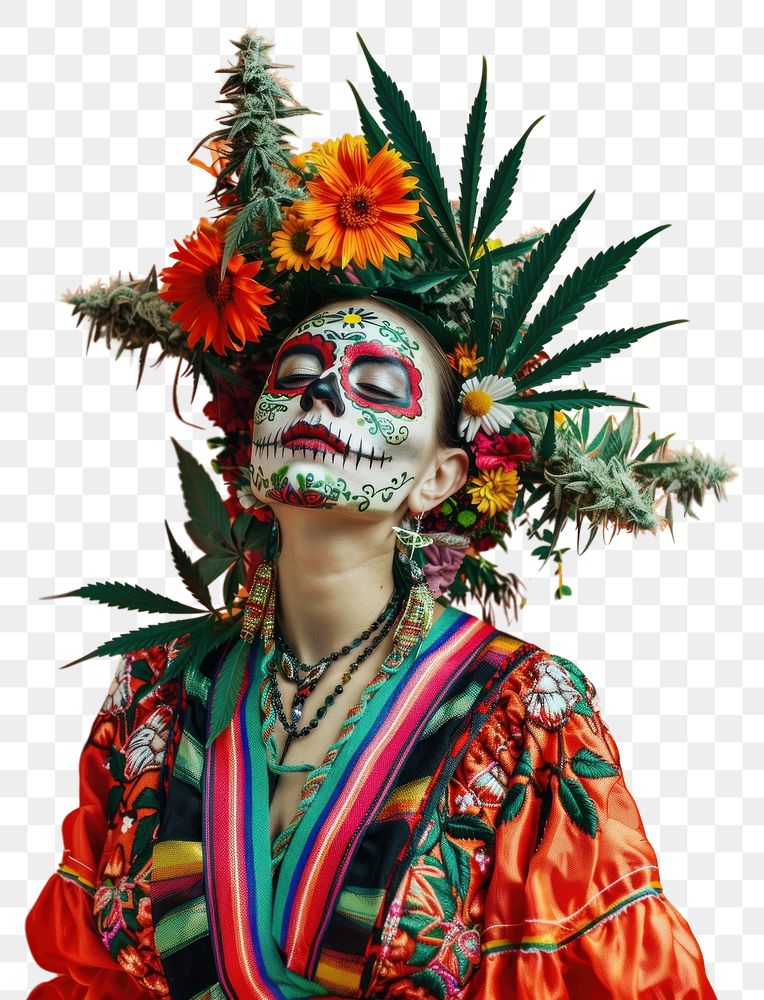 PNG Marijuana woman face carnival.