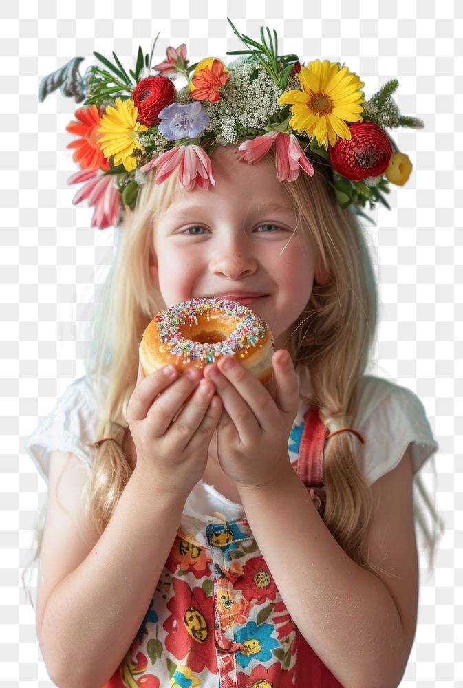 PNG A donut flower kid confectionery.