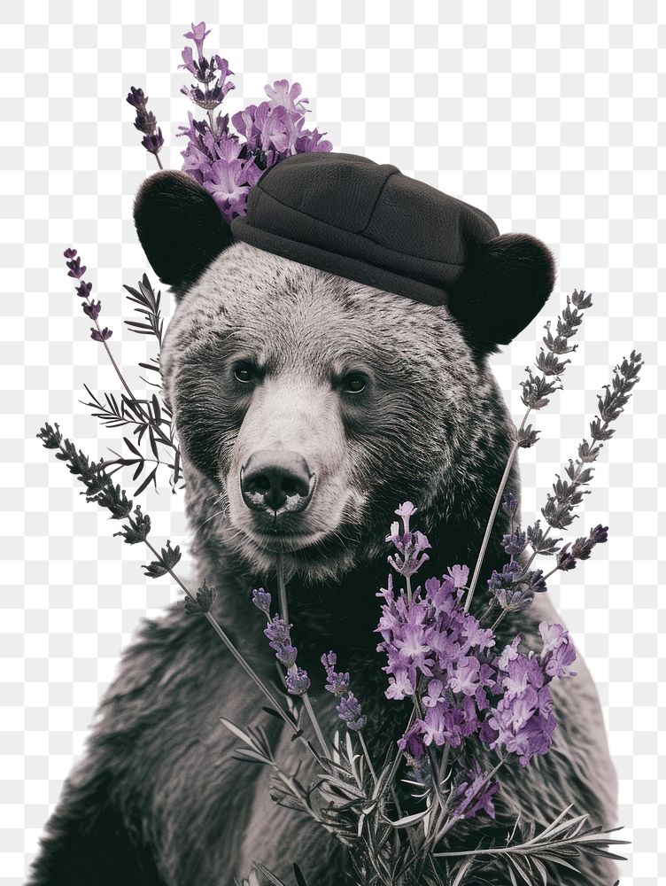 PNG Bear lavender flower bear.