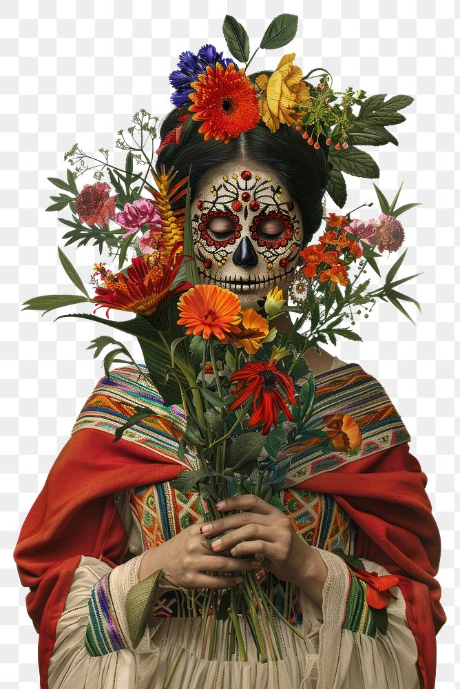 PNG A Mexican woman flower festival blossom.
