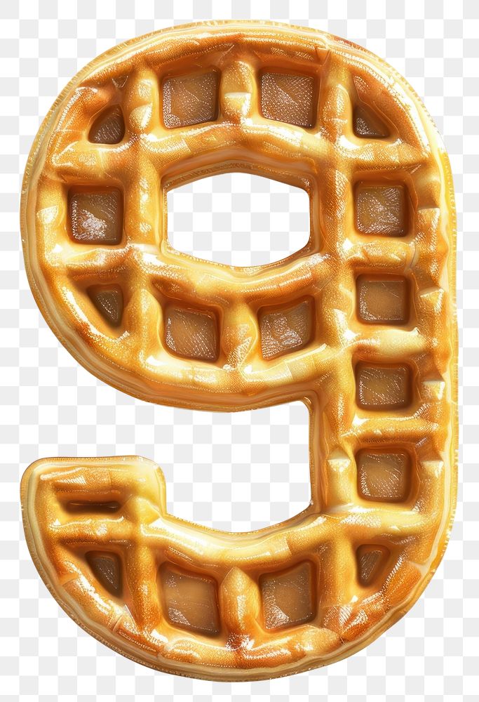 PNG Number 9 waffle pretzel food.