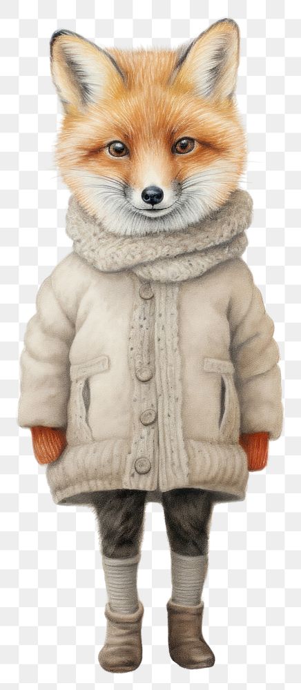 PNG A cute animal winter character clothing knitwear wildlife.