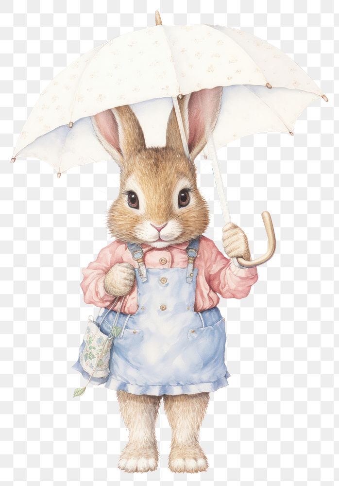PNG A cute rabbit character carry an umbrella accessories accessory clothing.