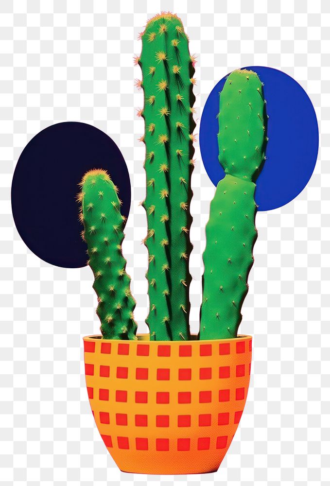 PNG Minimal retro collage of cactus plant.