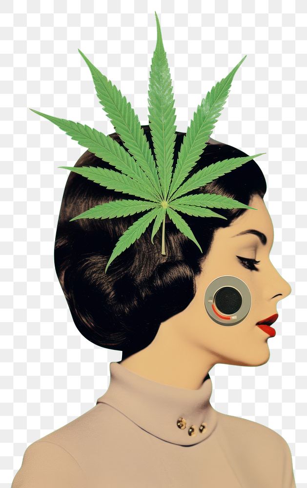 PNG Minimal retro collage of cannabis female person adult.