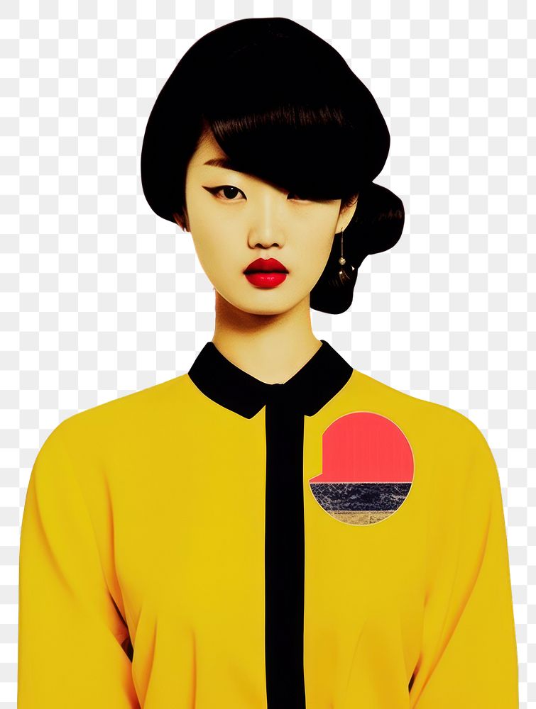 PNG Minimal retro collage of korea art clothing painting.