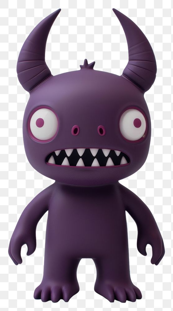 PNG 3d render of demon purple figurine plush.
