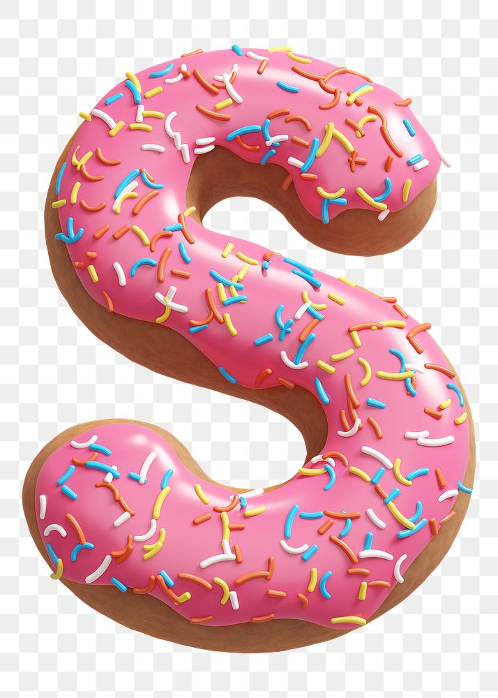 Letter S png 3D donut alphabet, transparent background