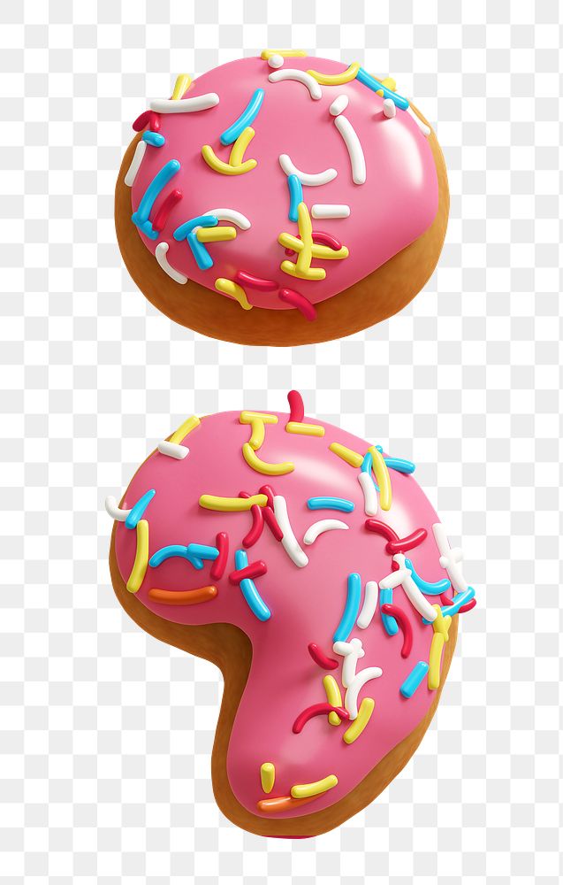 Semicolon sign png 3D donut design, transparent background