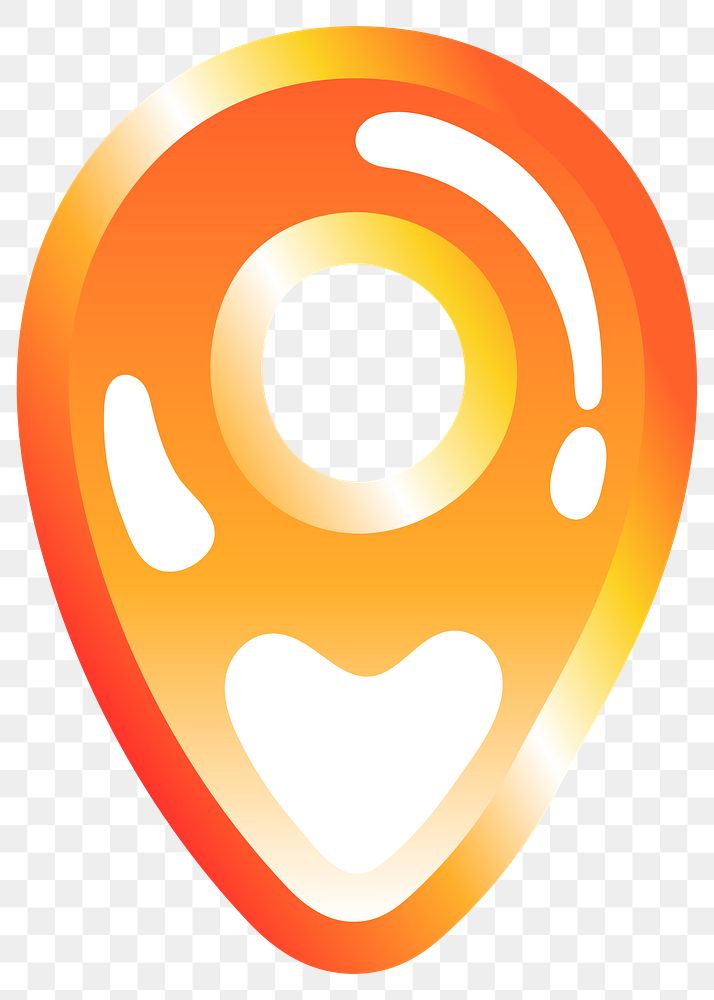 Location pin icon png cute funky orange shape, transparent background
