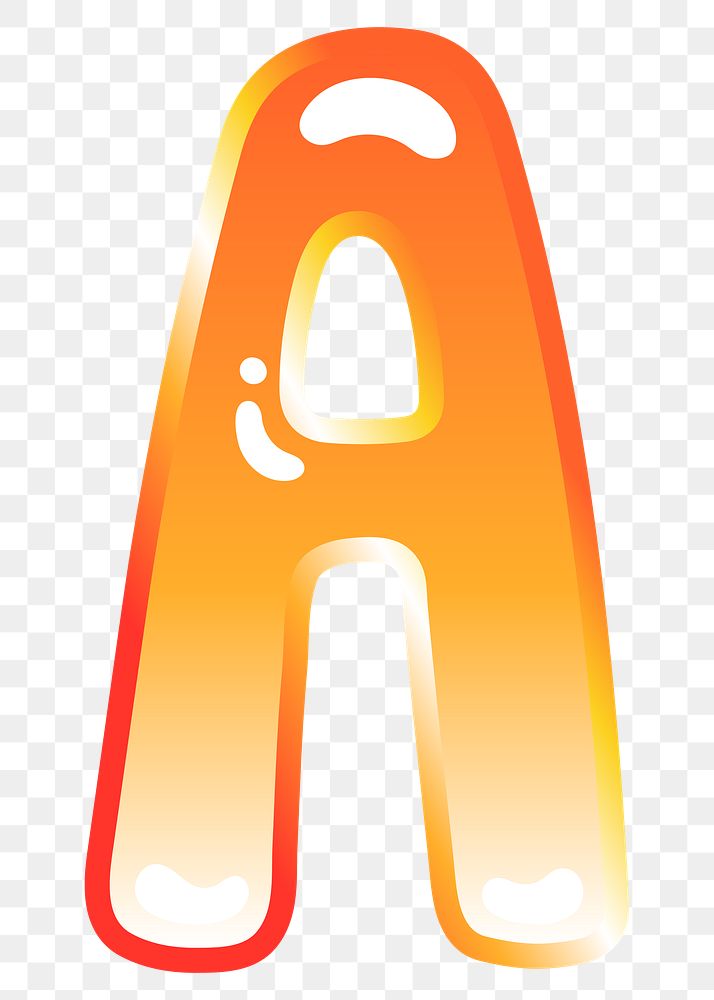 Letter a png cute funky orange alphabet, transparent background