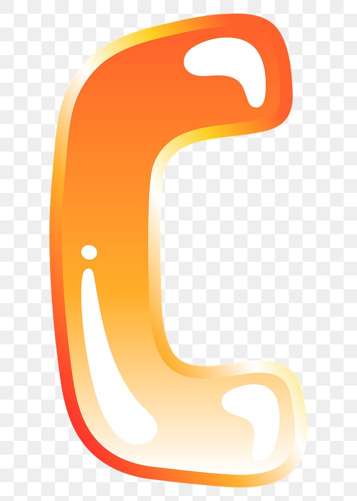 Letter c png cute funky orange alphabet, transparent background