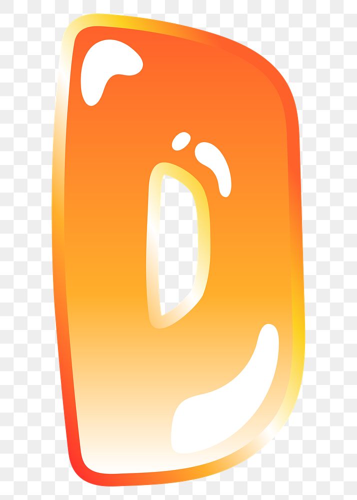 Letter d png cute funky orange alphabet, transparent background