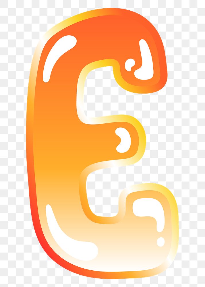 Letter e png cute funky orange alphabet, transparent background