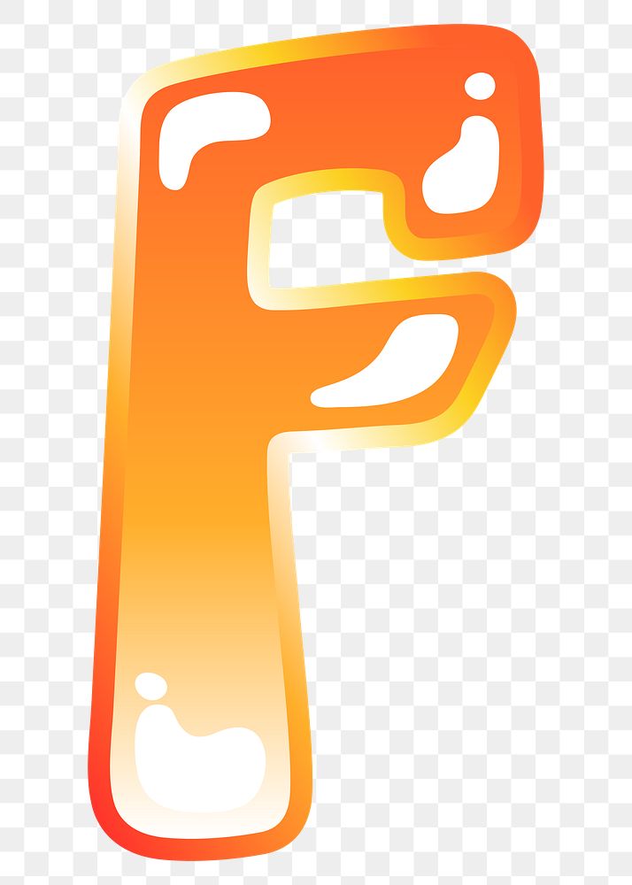 Letter f png cute funky orange alphabet, transparent background
