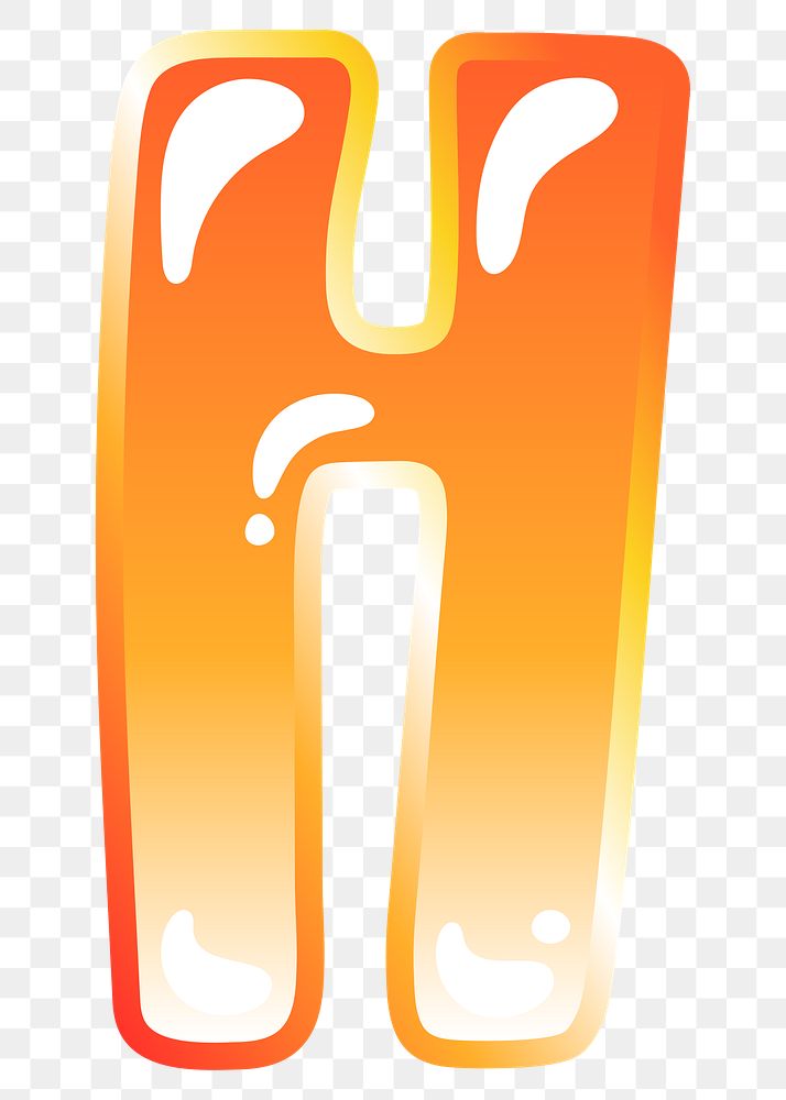 Letter h png cute funky orange alphabet, transparent background