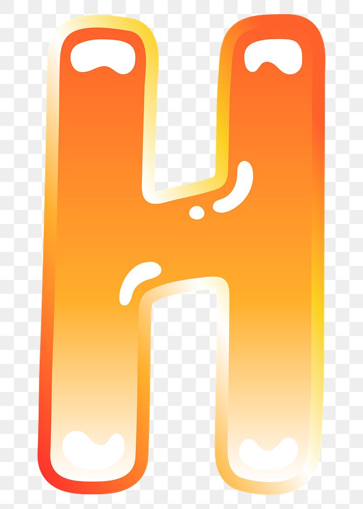 Letter h png cute funky orange alphabet, transparent background