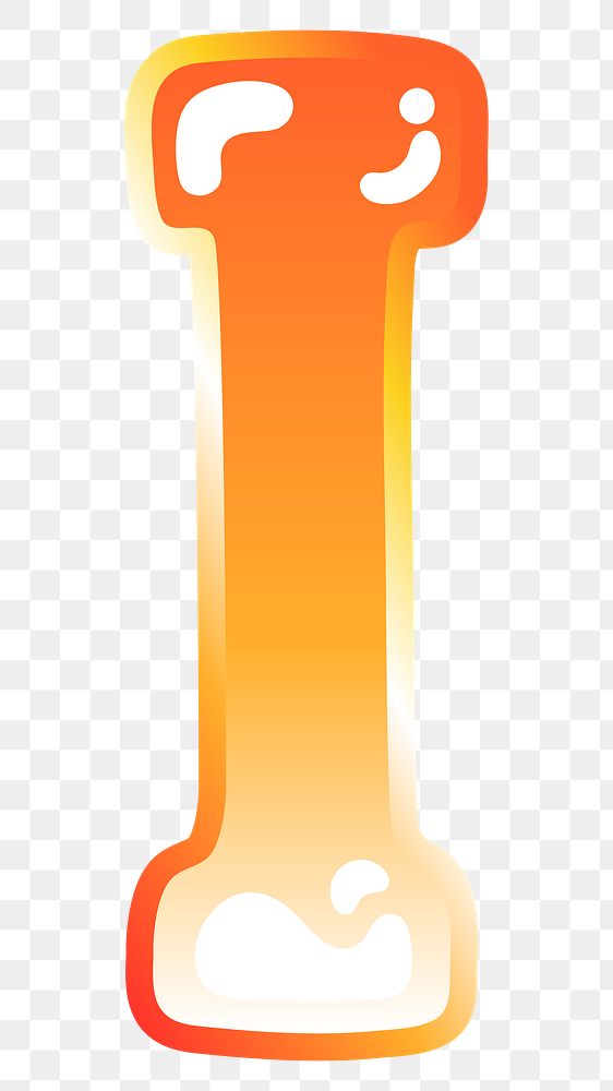 Letter i png cute funky orange alphabet, transparent background
