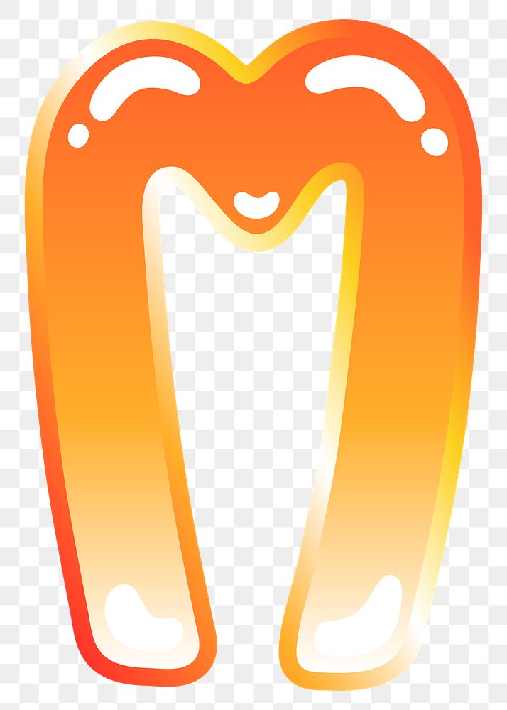 Letter m png cute funky orange alphabet, transparent background