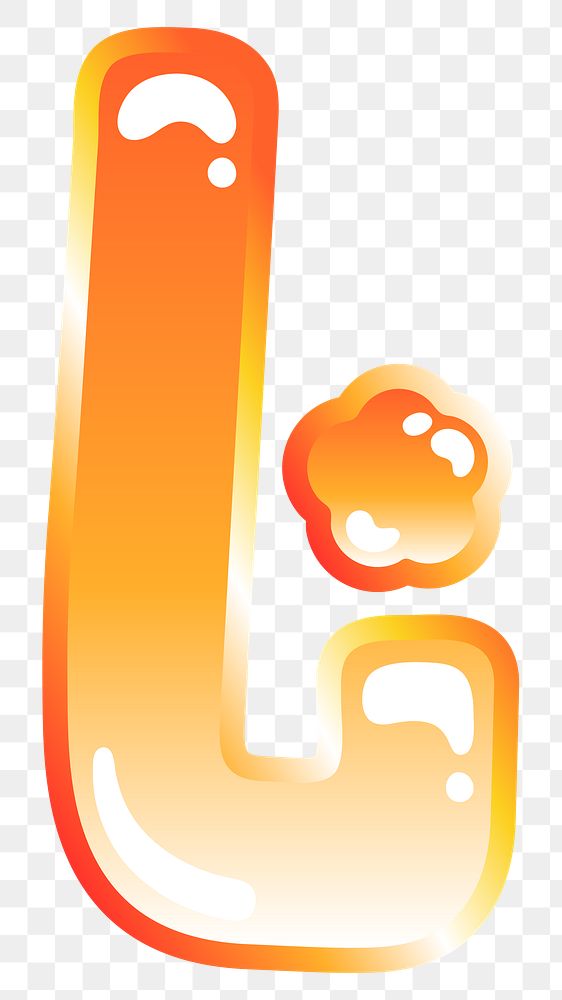 Letter l png cute funky orange alphabet, transparent background