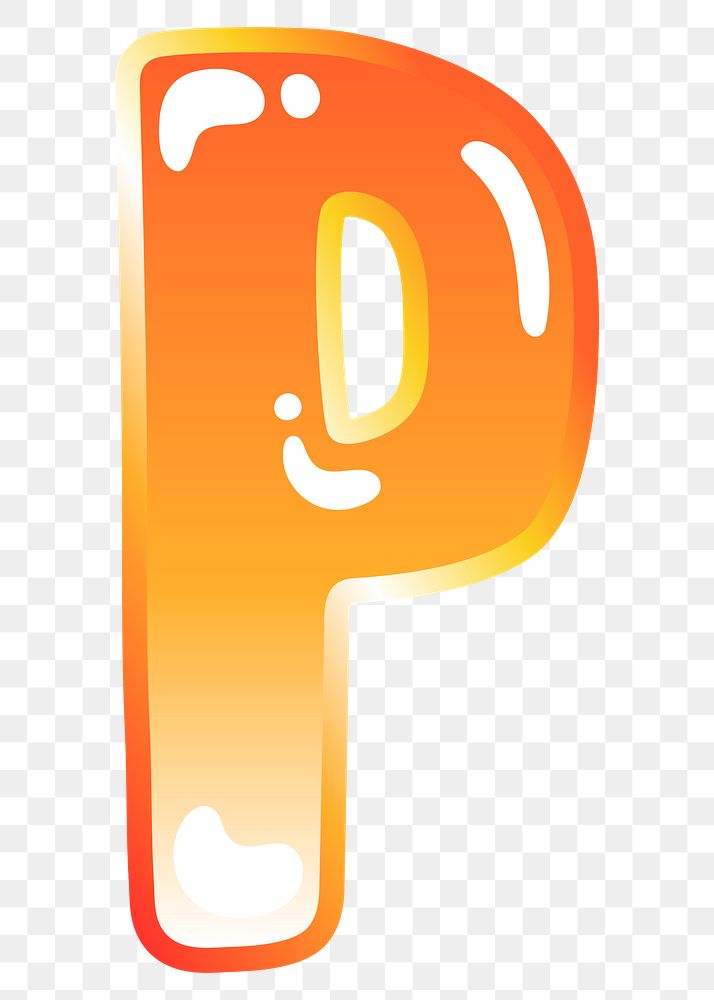 Letter p png cute funky orange alphabet, transparent background