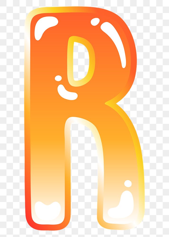 Letter r png cute funky orange alphabet, transparent background