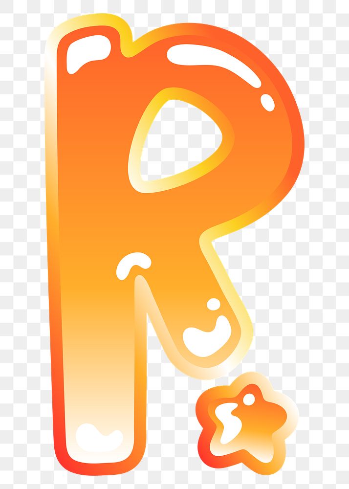 Letter r png cute funky orange alphabet, transparent background