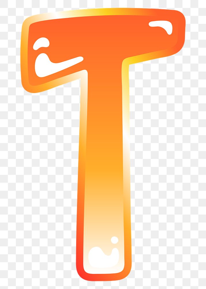 Letter t png cute funky orange alphabet, transparent background