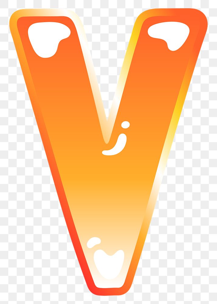Letter v png cute funky orange alphabet, transparent background