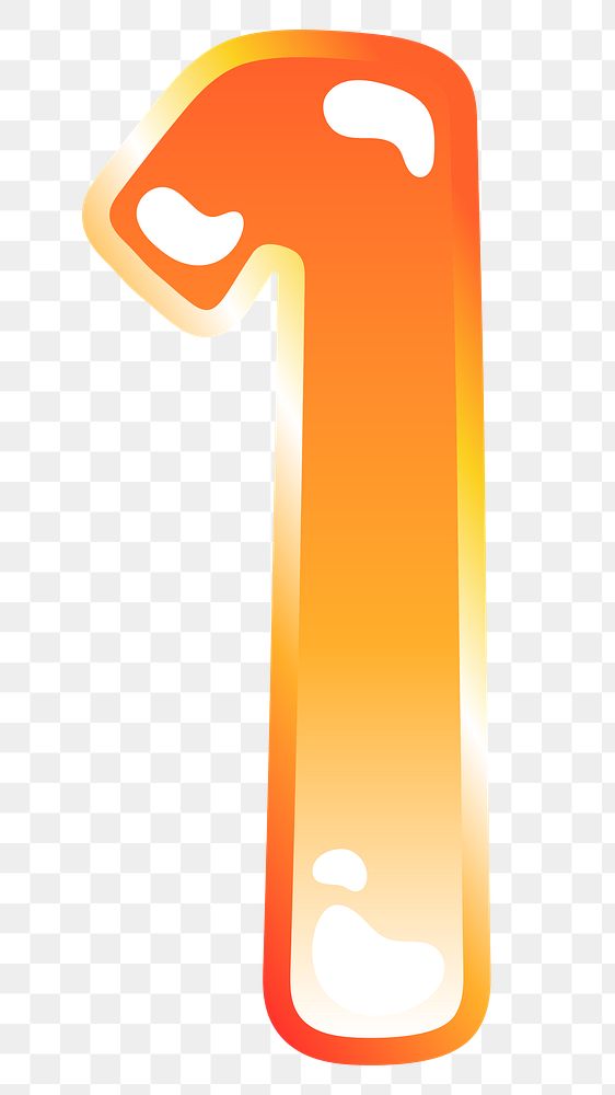 Number 1 png cute funky orange alphabet, transparent background