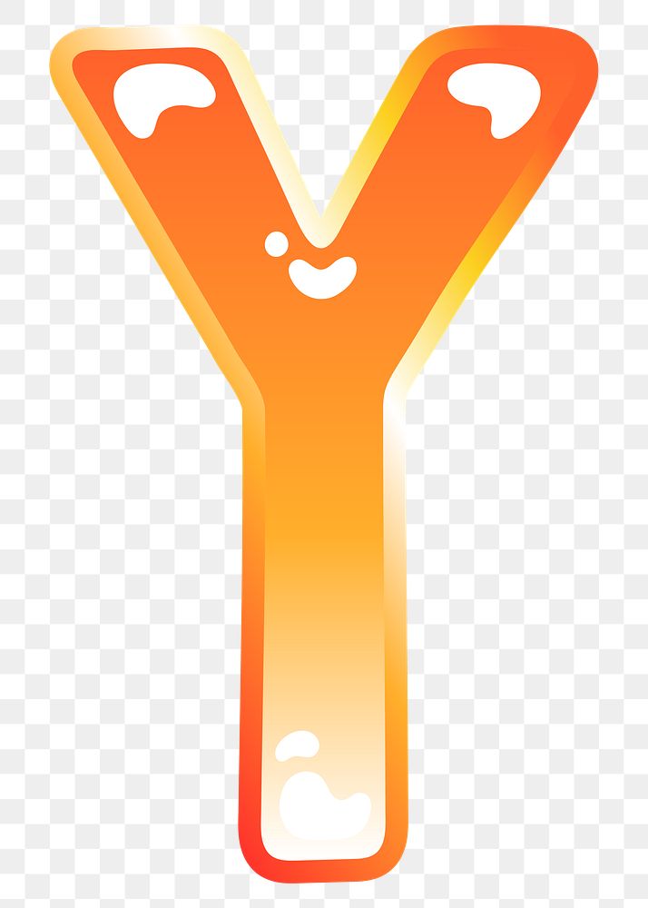 Letter y png cute funky orange alphabet, transparent background
