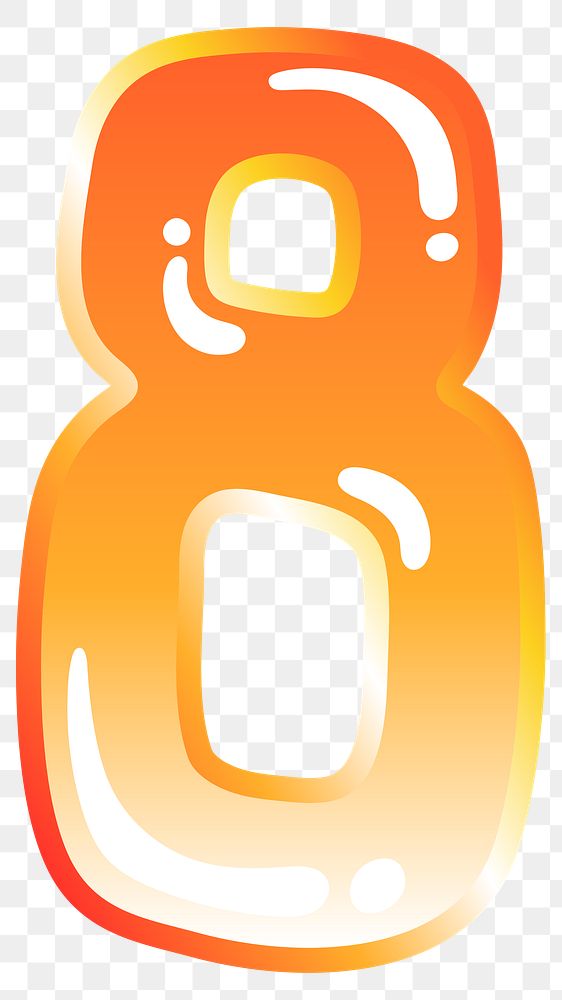 Number 8 png cute funky orange alphabet, transparent background
