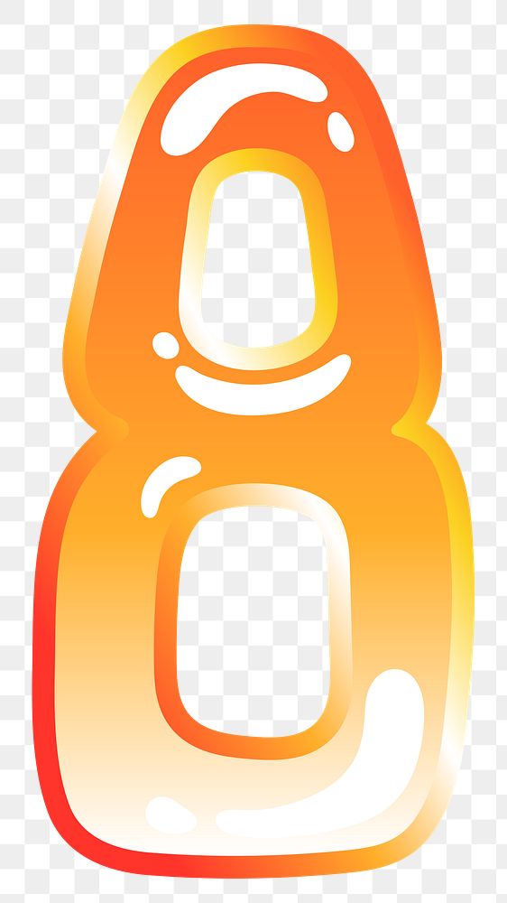 Number 8 png cute funky orange alphabet, transparent background
