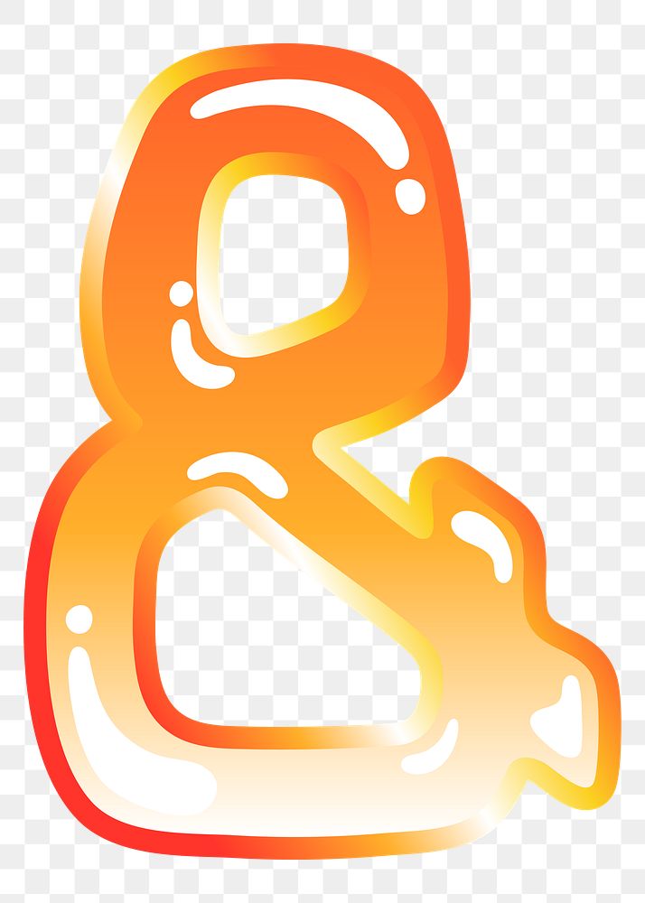 Ampersand sign png cute funky orange symbol, transparent background