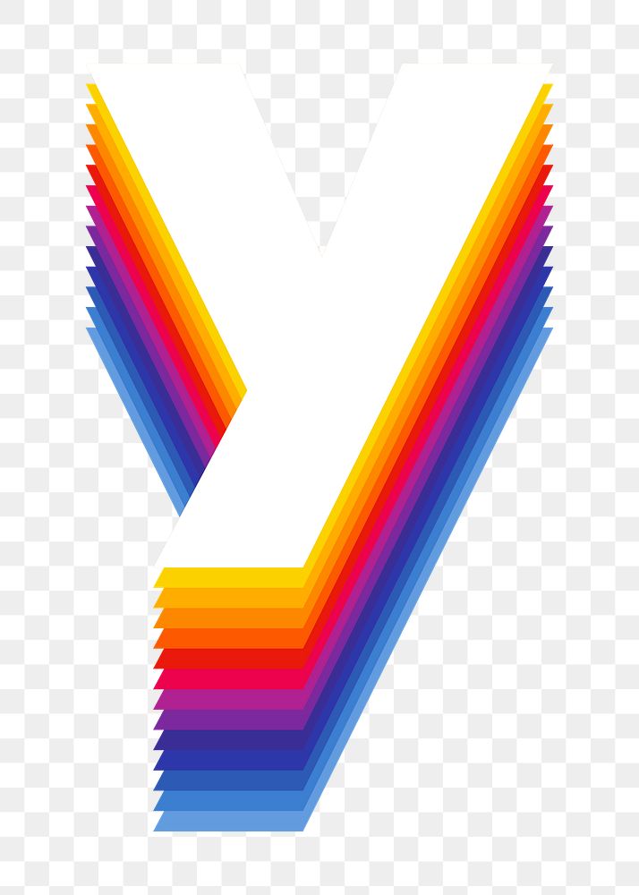 Letter y png retro colorful layered alphabet, transparent background