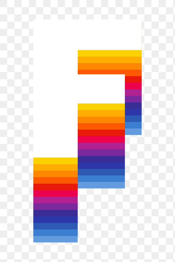 Letter f png retro colorful layered alphabet, transparent background