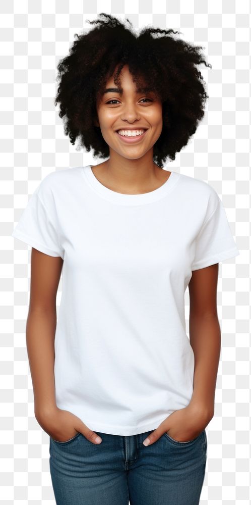 PNG Black woman standing portrait t-shirt. 