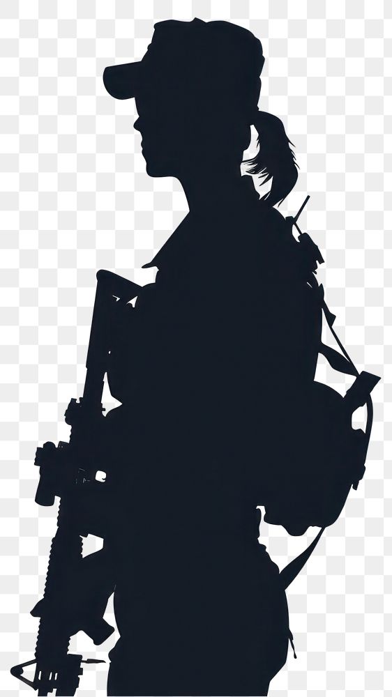 PNG Silhouette armed soldier female profile