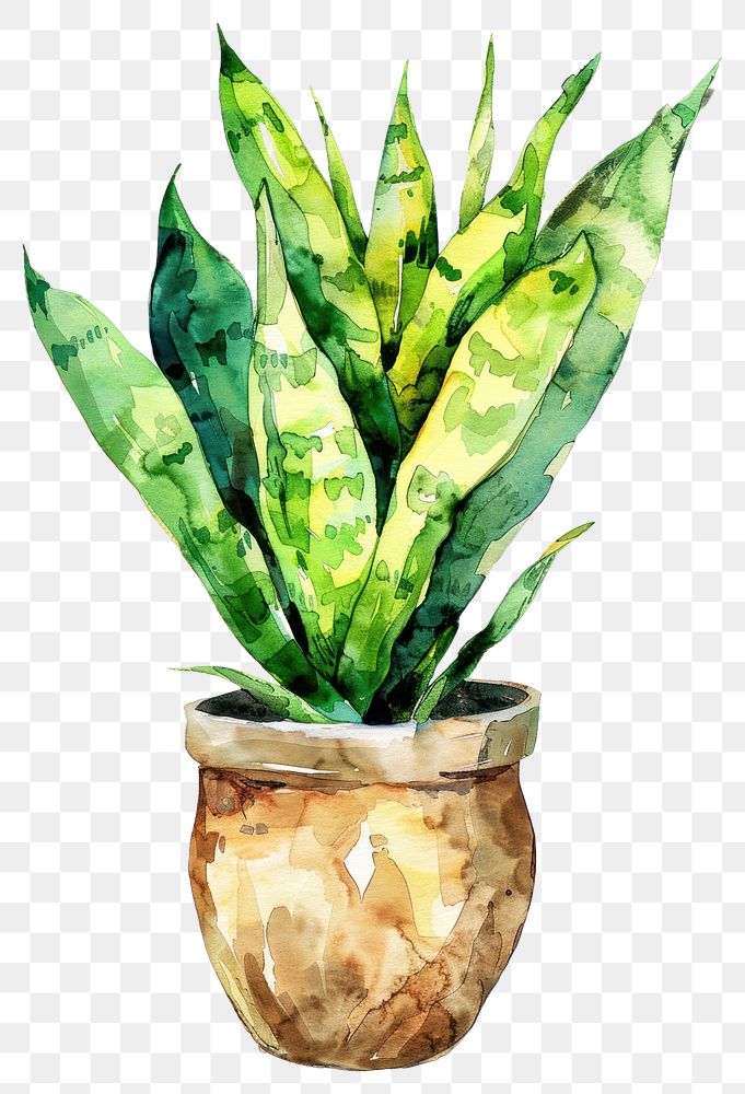 PNG Sansevieria in the pot planter pottery leaf.
