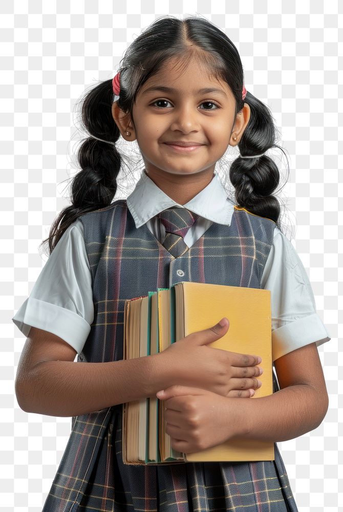 Smiling schoolgirl holding books | Premium PNG - rawpixel