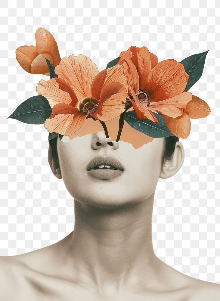 PNG  Surreal floral portrait art